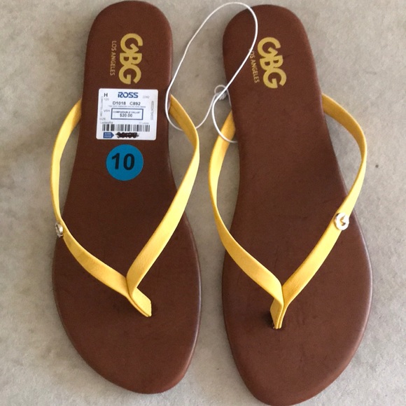 GBG Los Angeles | Shoes | Gbg Los Angeles Yellow Leather Flip Flops Sandals  | Poshmark